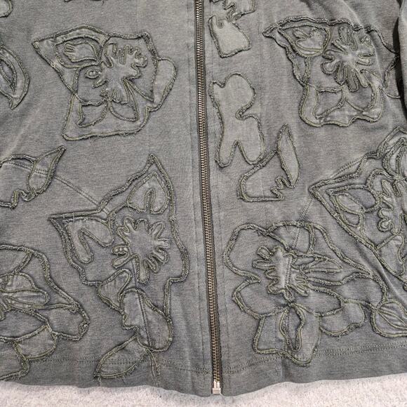 Chico's Full Zip Embroidered Cotton Jacket Chico's Size 1 (S) Moss Green - Picture 3 of 10